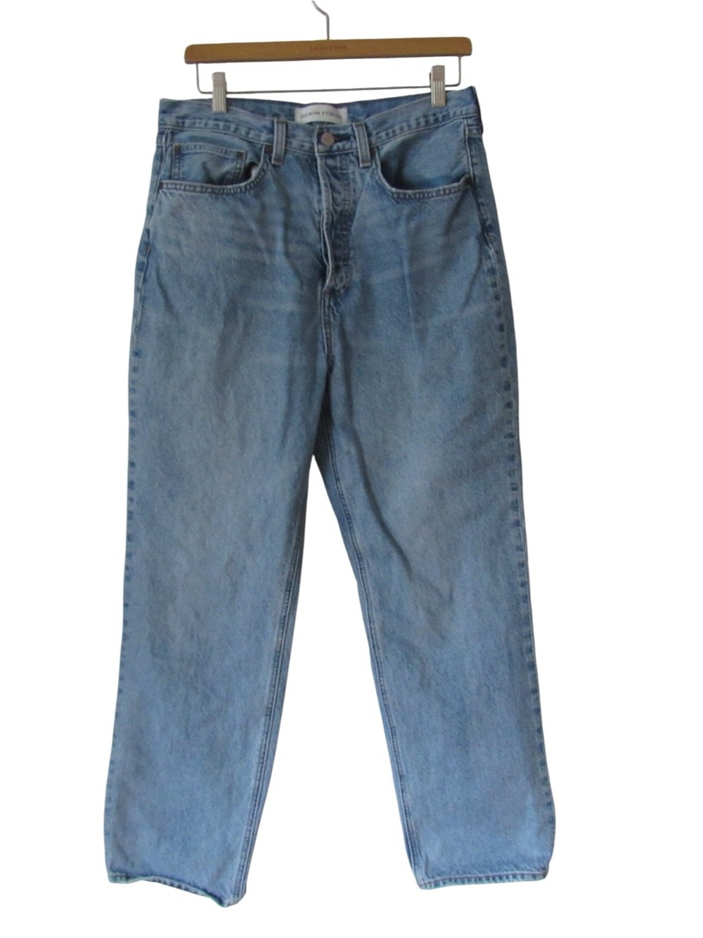 Denim Forum The Joni High Rise Loose Straight Jeans 29 Light Wash 90s Button Fly